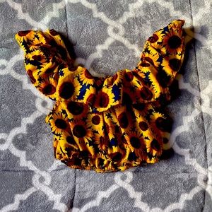 Sunflower ruffled cropped top